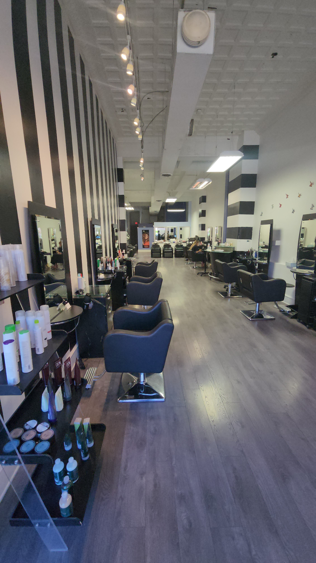 Styling stations and retail display in an established Rittenhouse salon